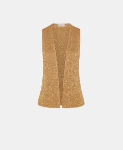 Outlet Gilet Adrien A Paillettes - Bronze Femmes Tricots