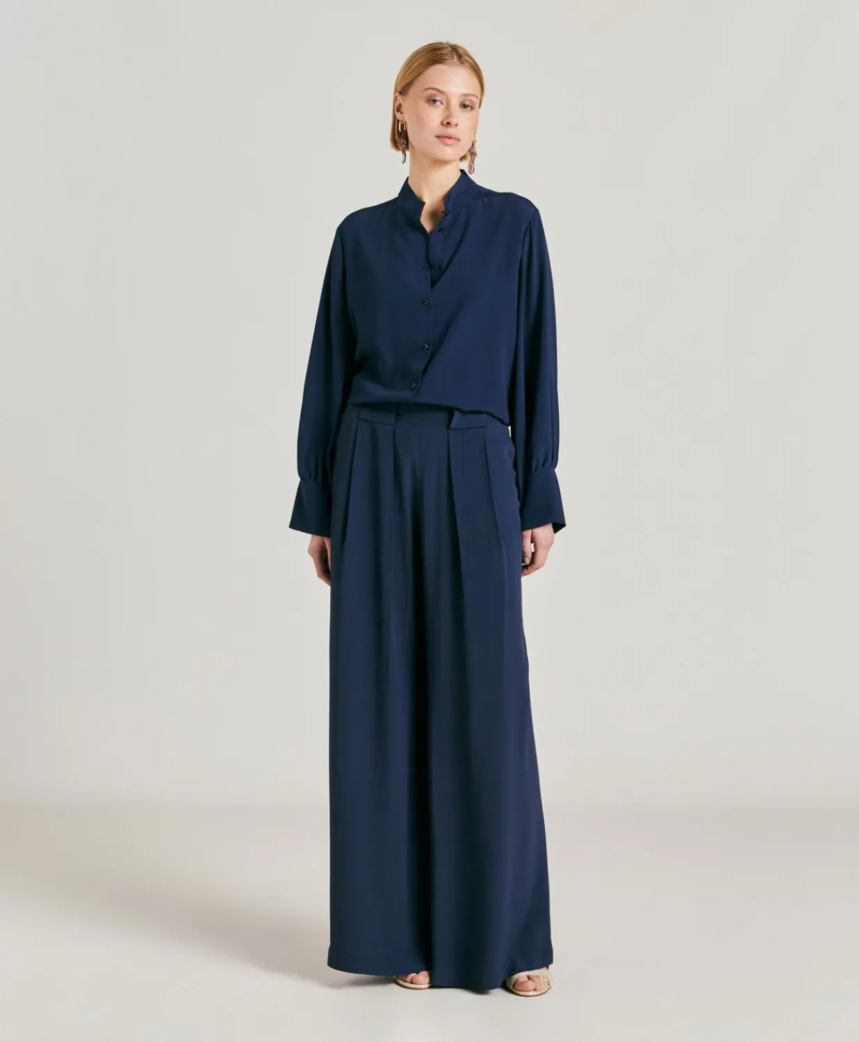 Clearance Pantalon En Acetate De Soie Aspen - Bleu Nuit Femmes Pantalons Et Shorts