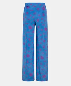 Outlet Pantalon En Crepe De Chine Baccarat - Bleutte/Fuchsia Femmes Pantalons Et Shorts