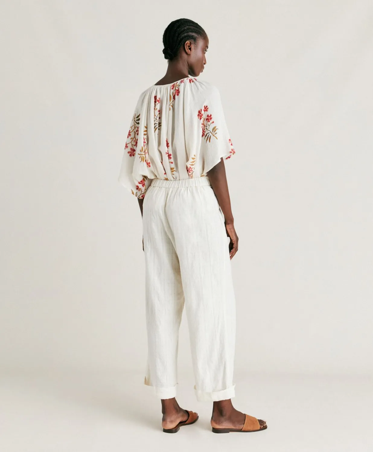 Clearance Pantalon En Gaze Lucia - Creme Femmes Pantalons Et Shorts