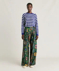 Discount Pantalon Haboutai En Soie Lanzarote - Vert Multicolore Femmes Pantalons Et Shorts