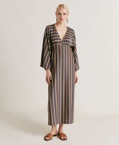 Best Robe Margarida En Jersey Lurex Raye - Vert Multicolore Femmes Vêtements