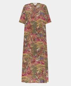 Hot Robe Penelope Crepe De Chine - Olive Multicolore Femmes Vêtements