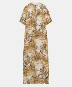 Best Robe Penelope En Crepe De Chine - Creme / Multicolore Femmes Vêtements
